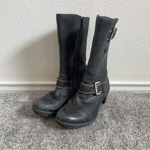Joseph Seibel Boots Women’s Size 7 Charcoal Gray Leather Heeled Boots Comfort